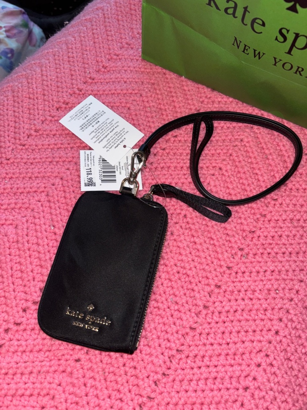 kate spade Black Lanyard Card Pouch